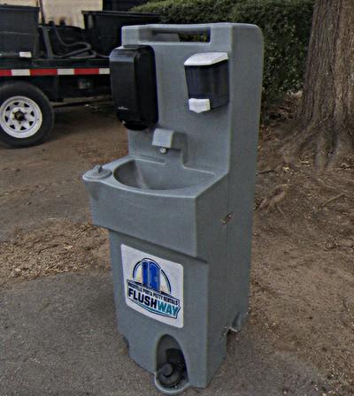 Freestanding portable handwashing station with foot pumps