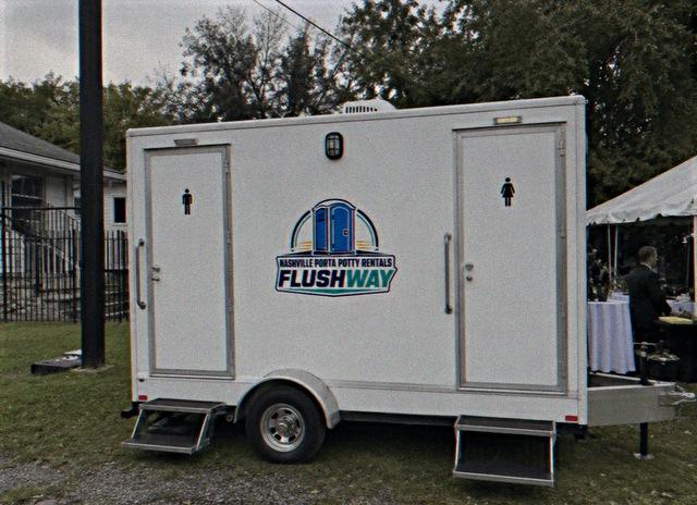 Towable restroom trailer with multiple private stalls